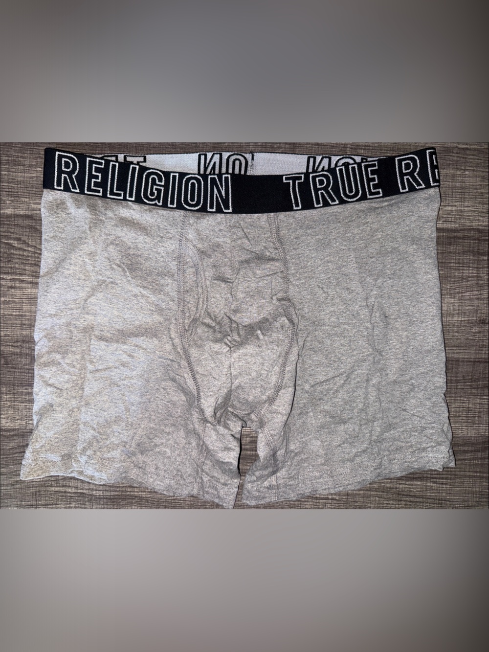 True Religion Light Gray Men's Boxer Briefs with Black Branded Waistband